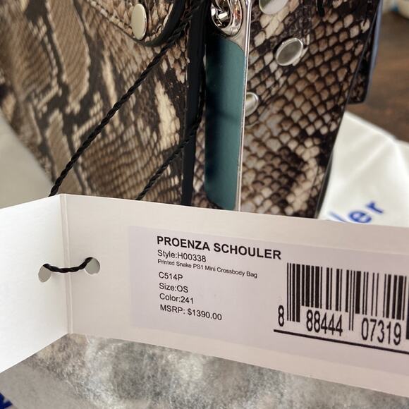 NWT MSRP$1390  Proenza Schouler Snake-Embossed Leather Mini Crossbody Bag - Picture 7 of 9